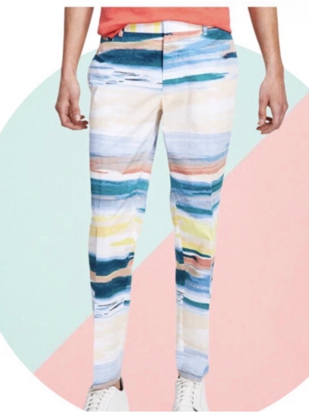 INC International Concepts Multicolor Watercolor Stripe Chinos
